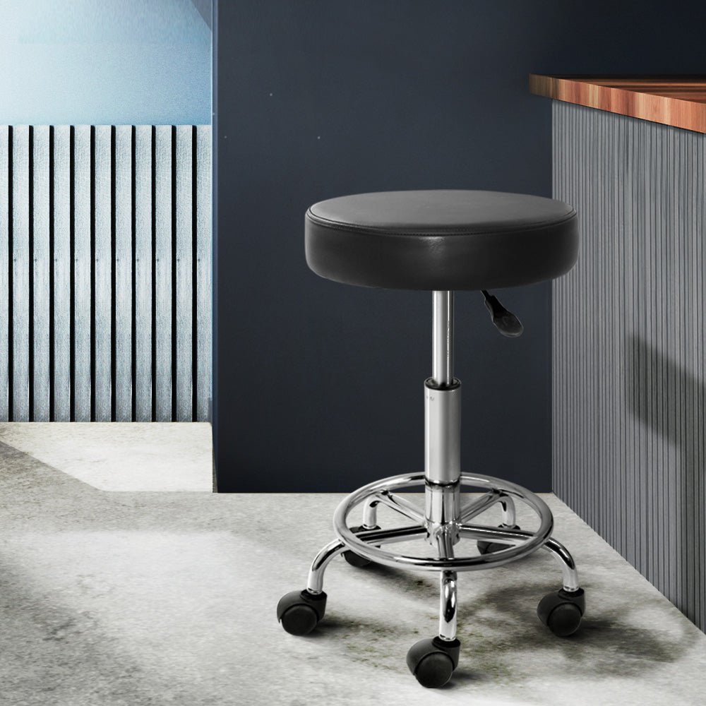2X Salon Stool Round Swivel Barber Hair Bar Stools Hydraulic Lift Black - Furniture > Bar Stools & Chairs - Rivercity House & Home Co. (ABN 18 642 972 209) - Affordable Modern Furniture Australia