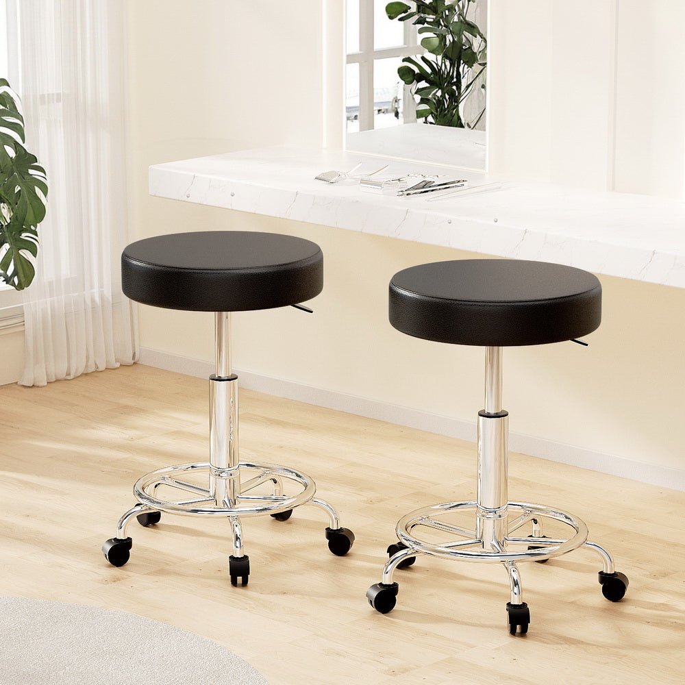 2X Salon Stool Round Swivel Barber Hair Bar Stools Hydraulic Lift Black - Furniture > Bar Stools & Chairs - Rivercity House & Home Co. (ABN 18 642 972 209) - Affordable Modern Furniture Australia