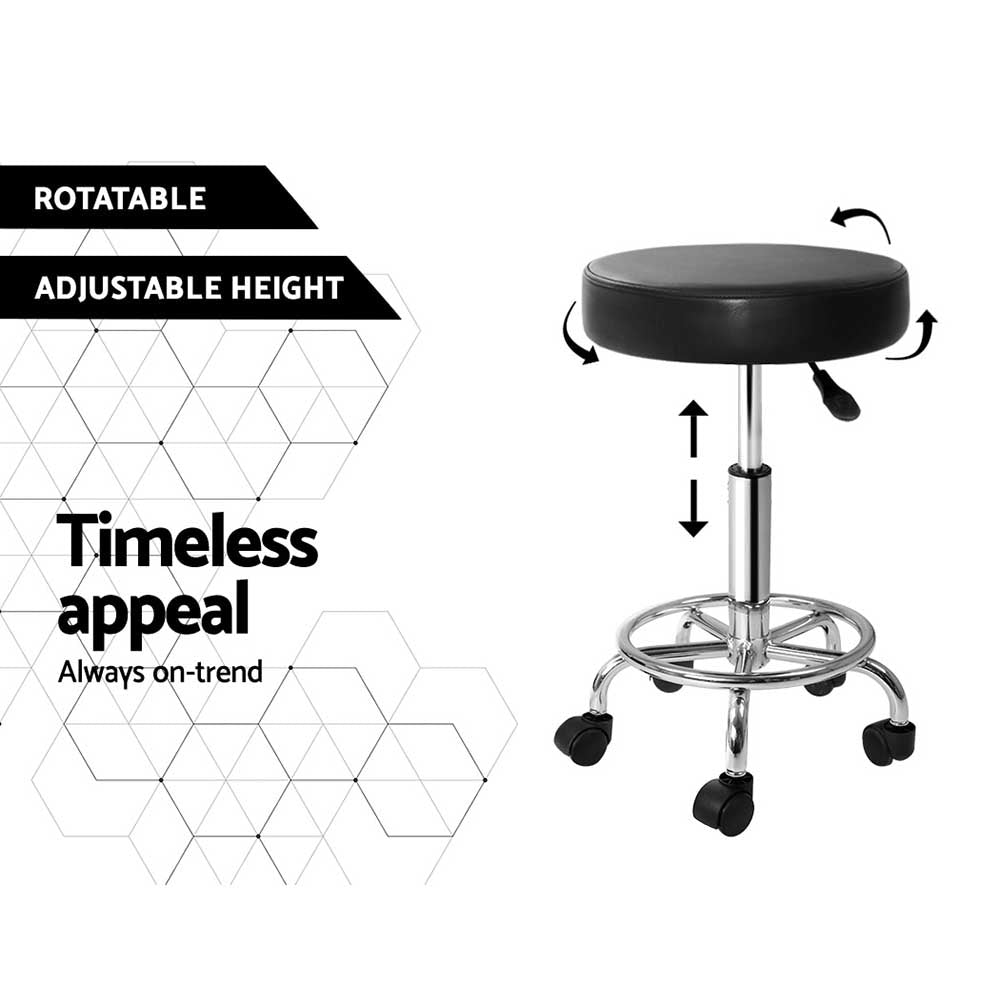 2X Salon Stool Round Swivel Barber Hair Bar Stools Hydraulic Lift Black - Furniture > Bar Stools & Chairs - Rivercity House & Home Co. (ABN 18 642 972 209) - Affordable Modern Furniture Australia