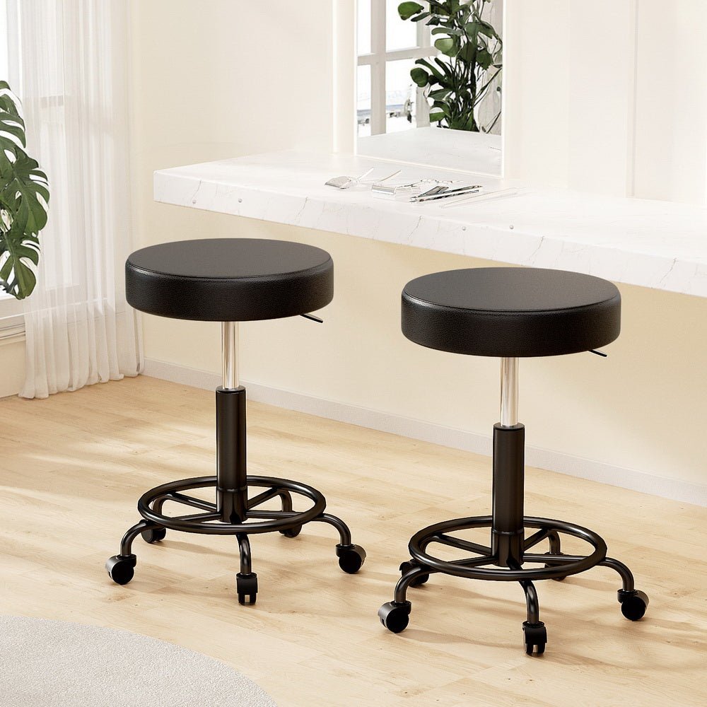 2X Salon Stool Swivel Round Barber Hair Bar Stools Hydraulic Lift Black - Furniture > Bar Stools & Chairs - Rivercity House & Home Co. (ABN 18 642 972 209) - Affordable Modern Furniture Australia