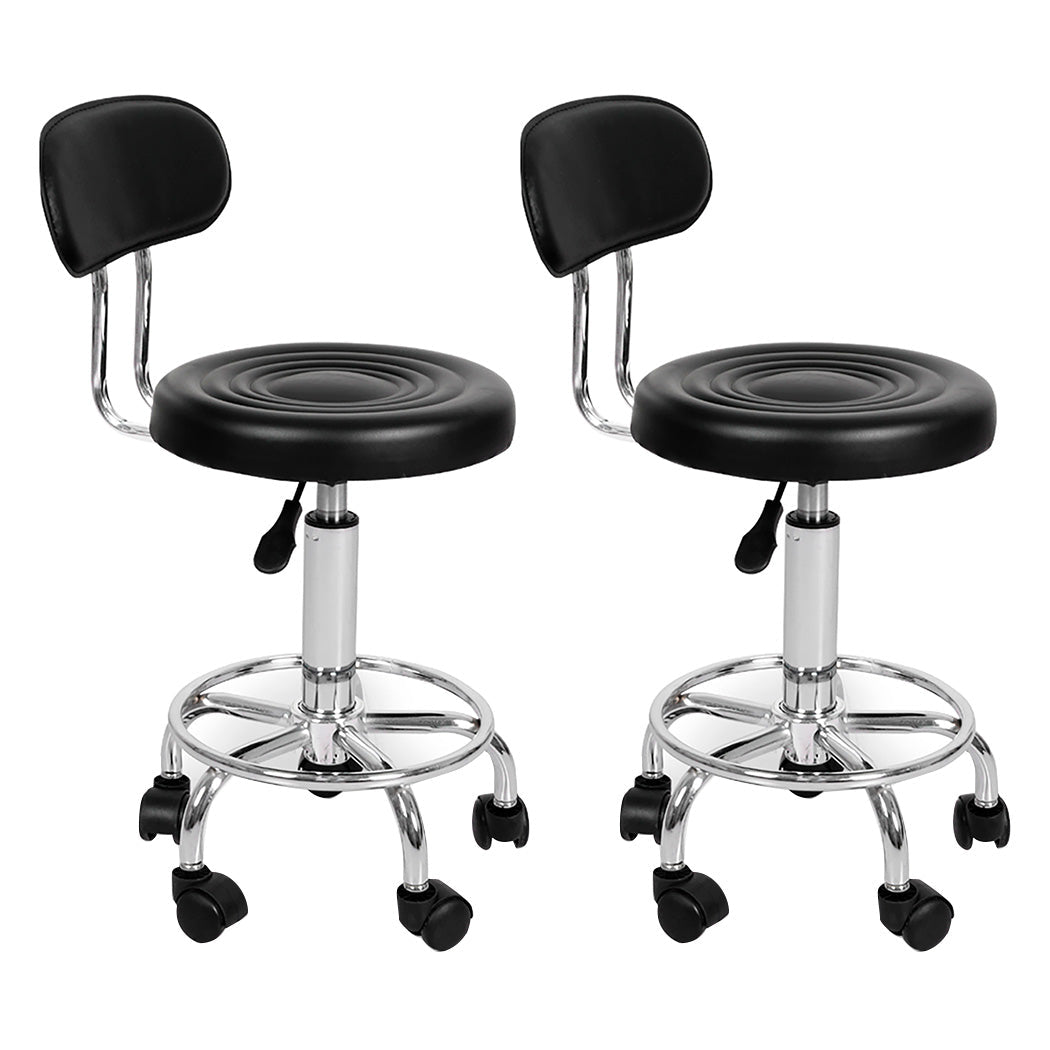 2x Salon Swivel Bar Stools with Casters and Footrest - Black - Rivercity House & Home Co. (ABN 18 642 972 209) - Affordable Modern Furniture Australia