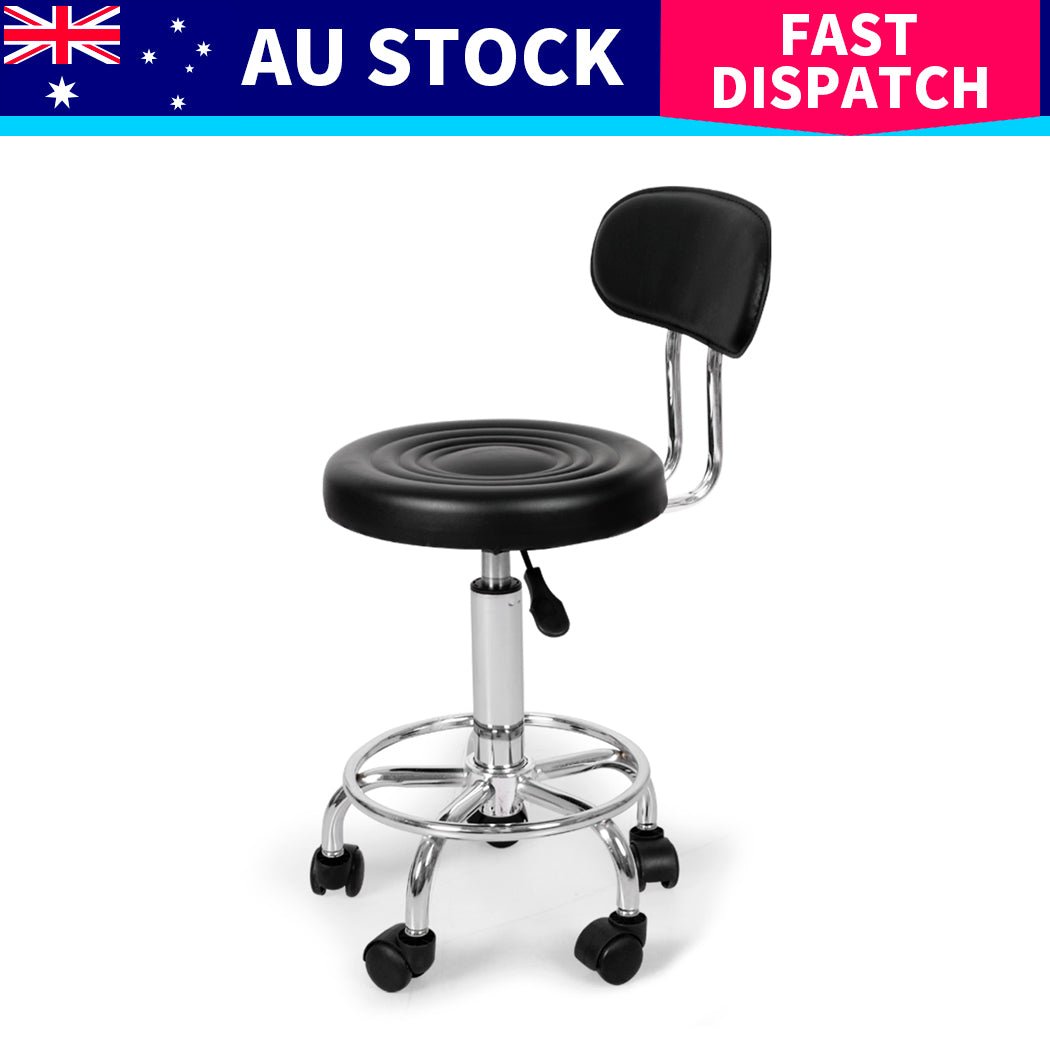 2x Salon Swivel Bar Stools with Casters and Footrest - Black - Rivercity House & Home Co. (ABN 18 642 972 209) - Affordable Modern Furniture Australia