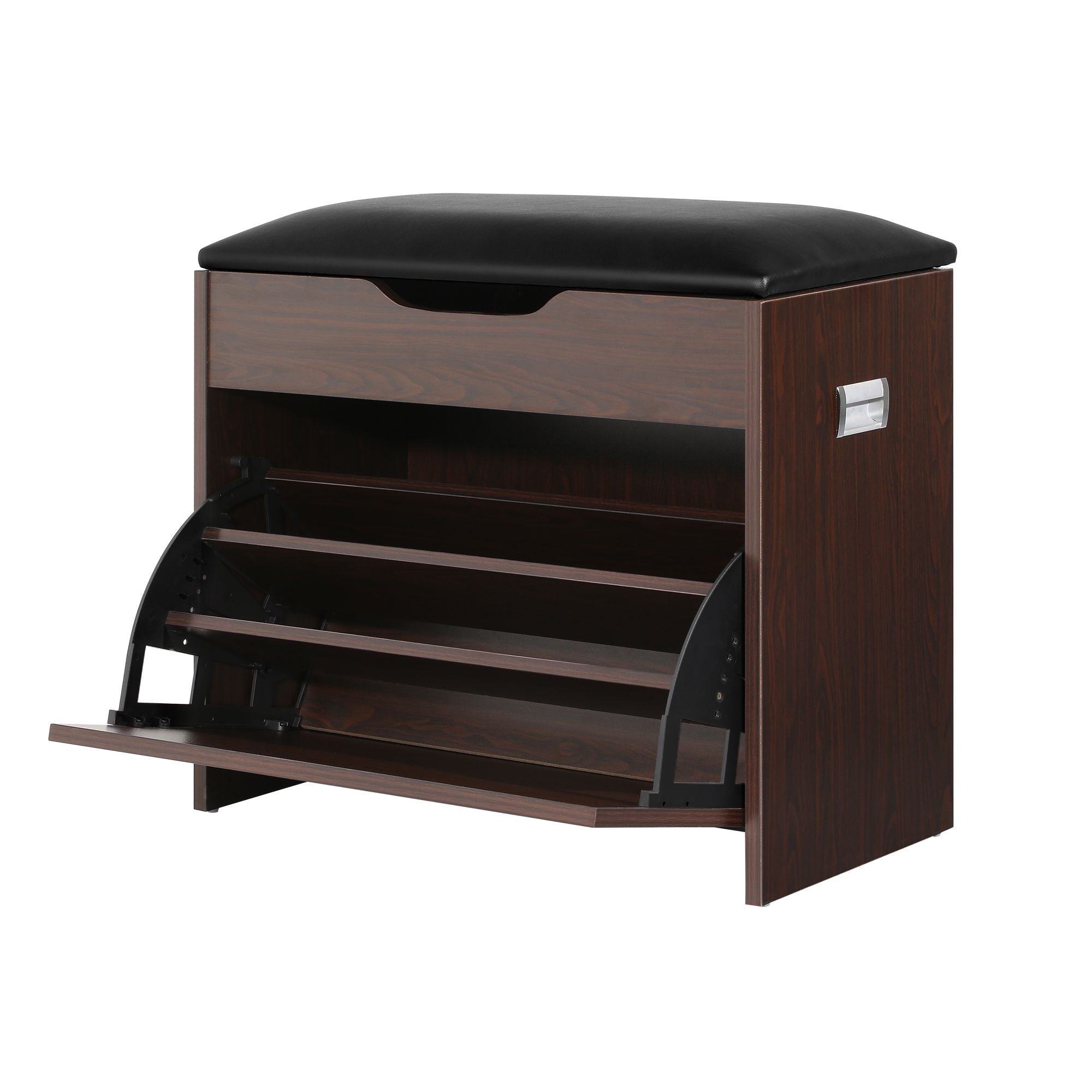 2x Shoe Bench Set Flip Drawer Walnut - Furniture > Living Room > Shoe Storage - Rivercity House & Home Co. (ABN 18 642 972 209) - Affordable Modern Furniture Australia