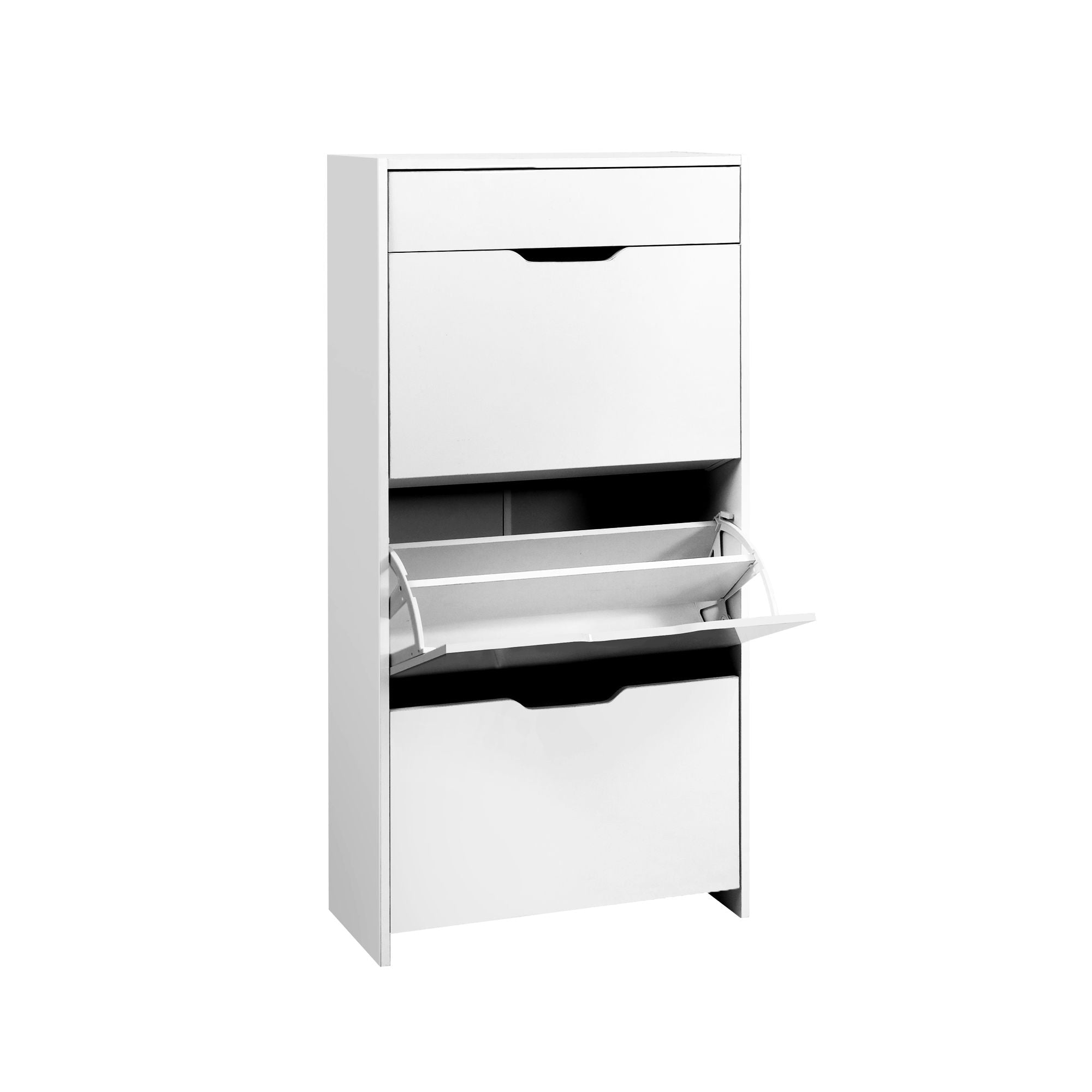 2x Shoe Cabinet Organiser 3 Flip Drawer High Gloss White - Furniture > Living Room > Shoe Storage - Rivercity House & Home Co. (ABN 18 642 972 209) - Affordable Modern Furniture Australia