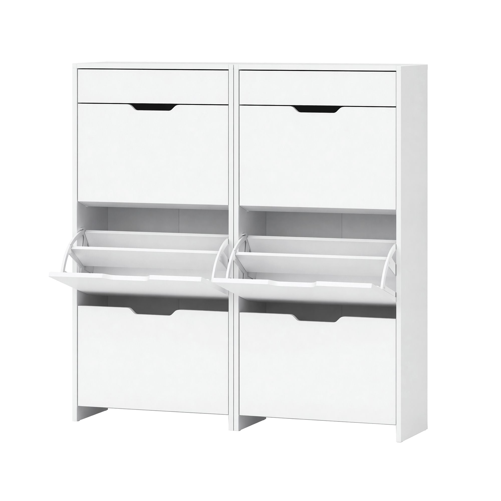 2x Shoe Cabinet Organiser 3 Flip Drawer High Gloss White - Furniture > Living Room > Shoe Storage - Rivercity House & Home Co. (ABN 18 642 972 209) - Affordable Modern Furniture Australia