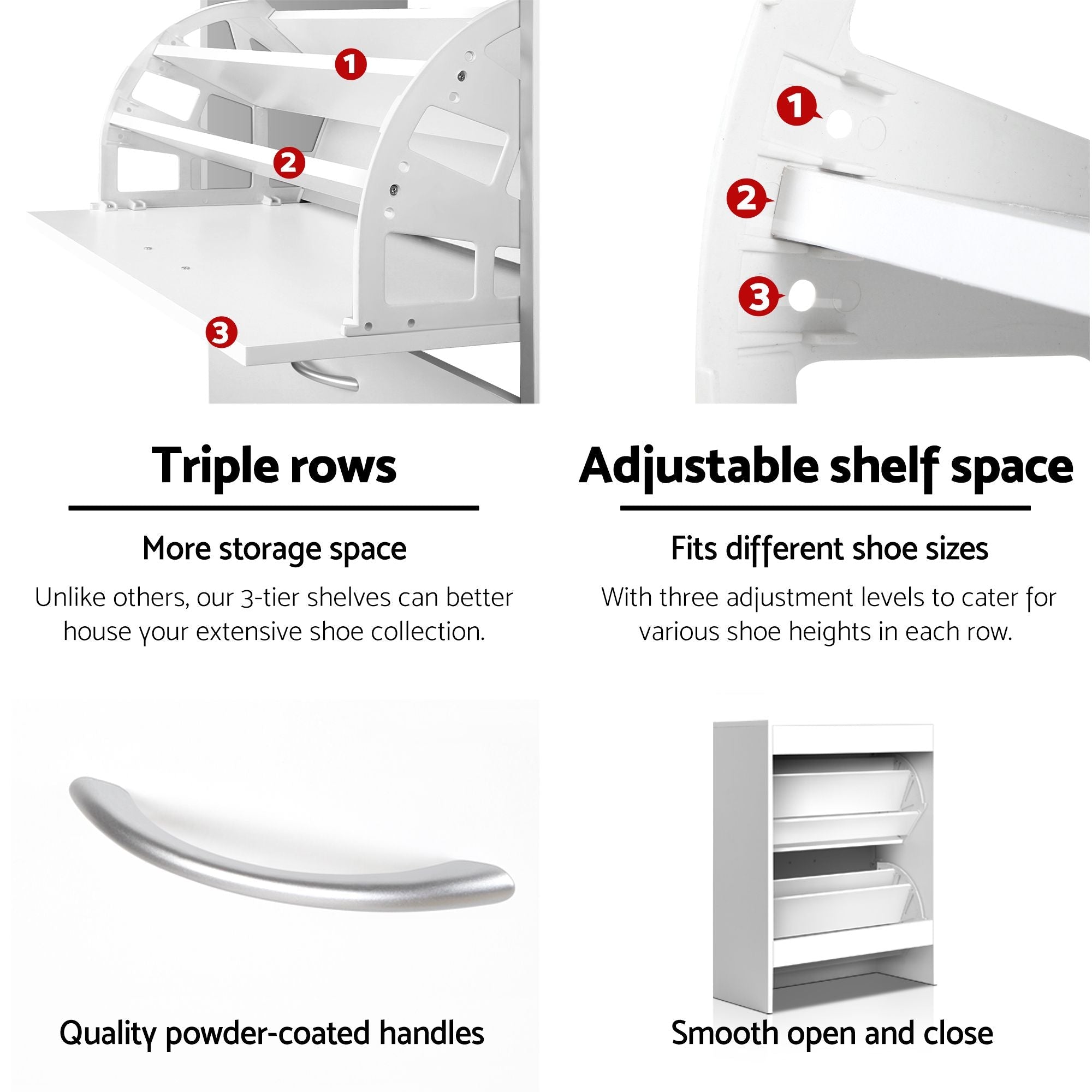 2x Shoe Cabinet Storage Organiser 2 Flip Drawer White - Furniture > Living Room > Shoe Storage - Rivercity House & Home Co. (ABN 18 642 972 209) - Affordable Modern Furniture Australia