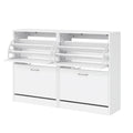 2x Shoe Cabinet with 2 Flip Drawers 63x29x84cm - White