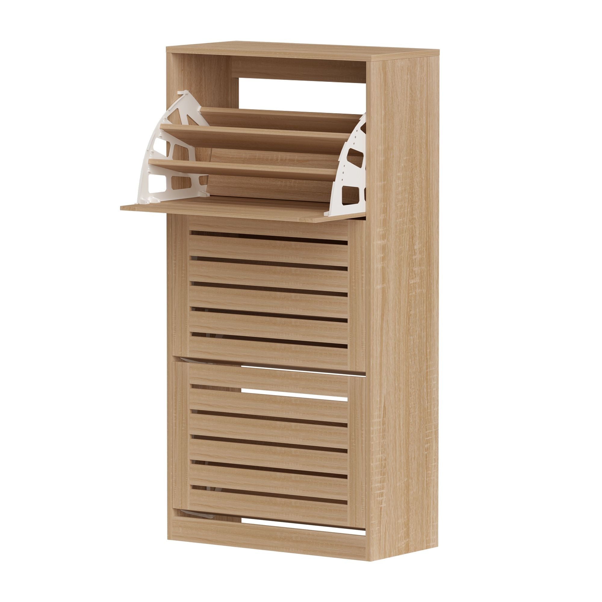 2x Shoe Cabinet Storage Organiser 3 Flip Drawer Pine - Furniture > Living Room > Shoe Storage - Rivercity House & Home Co. (ABN 18 642 972 209) - Affordable Modern Furniture Australia