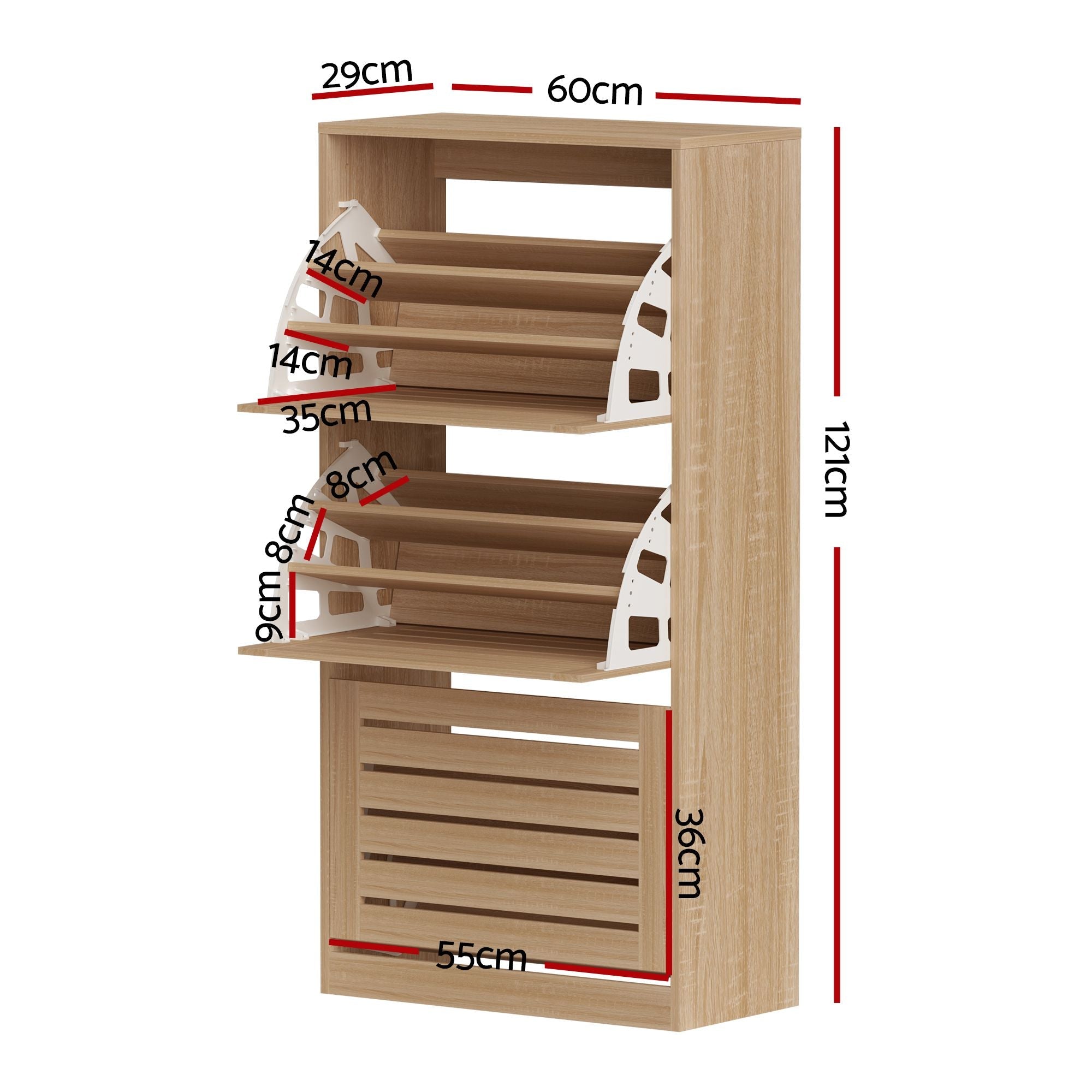 2x Shoe Cabinet Storage Organiser 3 Flip Drawer Pine - Furniture > Living Room > Shoe Storage - Rivercity House & Home Co. (ABN 18 642 972 209) - Affordable Modern Furniture Australia