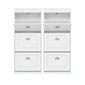 2x Shoe Cabinet with 3 Flip Drawers Storage Organiser Slim Design - White