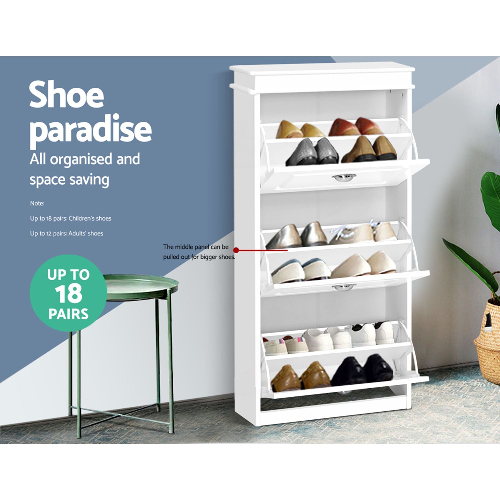 2x Shoe Cabinet Storage Organiser 3 Flip Drawer White - Furniture > Living Room > Shoe Storage - Rivercity House & Home Co. (ABN 18 642 972 209) - Affordable Modern Furniture Australia