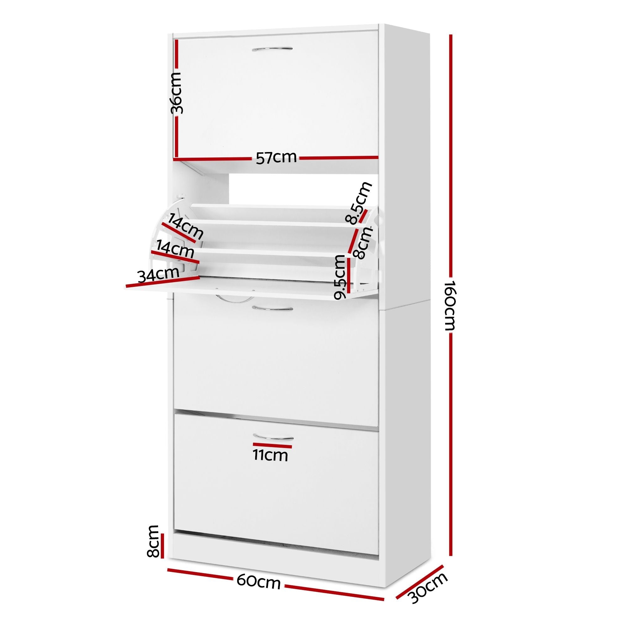 2x Shoe Cabinet Storage Organiser 4 Flip Drawer White - Furniture > Living Room > Shoe Storage - Rivercity House & Home Co. (ABN 18 642 972 209) - Affordable Modern Furniture Australia