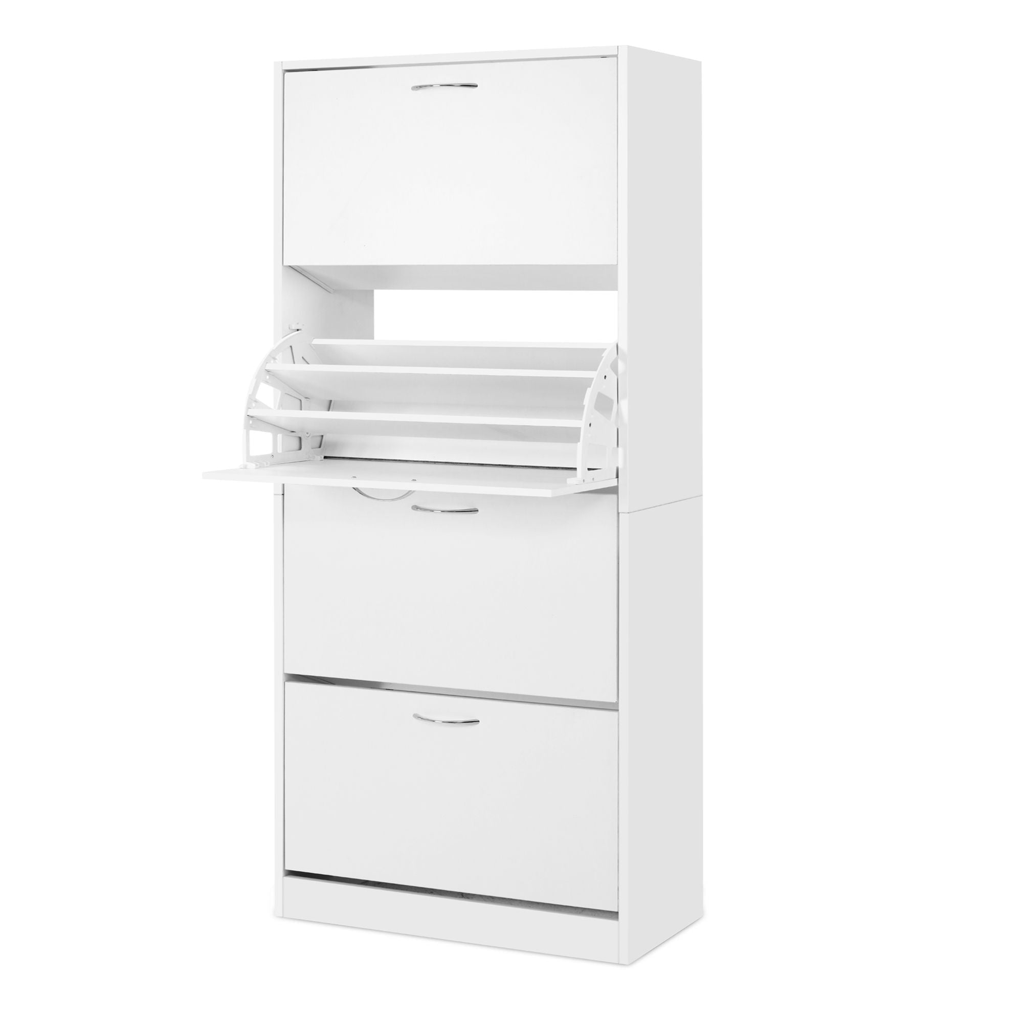 2x Shoe Cabinet Storage Organiser 4 Flip Drawer White - Furniture > Living Room > Shoe Storage - Rivercity House & Home Co. (ABN 18 642 972 209) - Affordable Modern Furniture Australia
