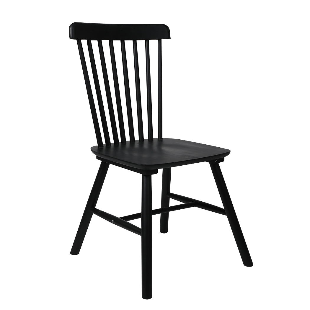 2x Solid Wood Dining Chairs with 150KG Capacity - Black - Rivercity House & Home Co. (ABN 18 642 972 209) - Affordable Modern Furniture Australia