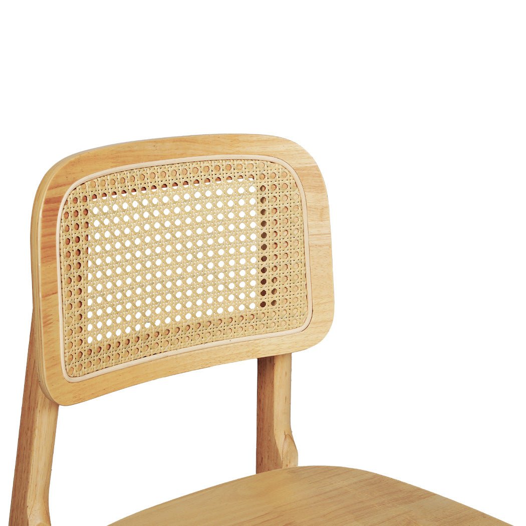 2x Solid Wood Rattan Dining Chairs with Cane Back - Natural - Rivercity House & Home Co. (ABN 18 642 972 209) - Affordable Modern Furniture Australia