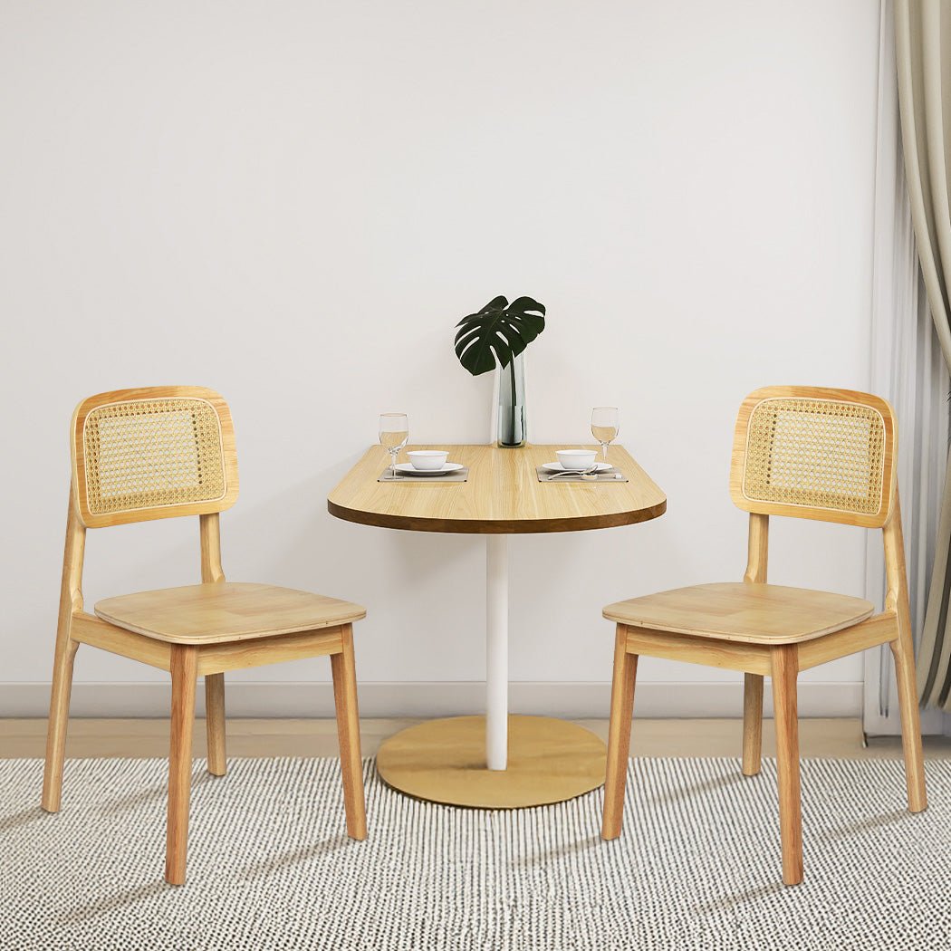 2x Solid Wood Rattan Dining Chairs with Cane Back - Natural - Rivercity House & Home Co. (ABN 18 642 972 209) - Affordable Modern Furniture Australia
