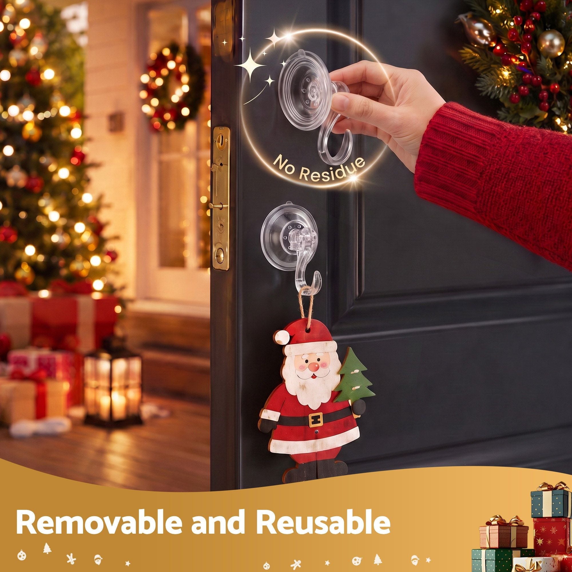2x Suction Cup Hooks Heavy Duty Christmas Wreath Hanger Window 5kg - Occasions > Christmas > Christmas Wreaths & Garlands - Rivercity House & Home Co. (ABN 18 642 972 209) - Affordable Modern Furniture Australia