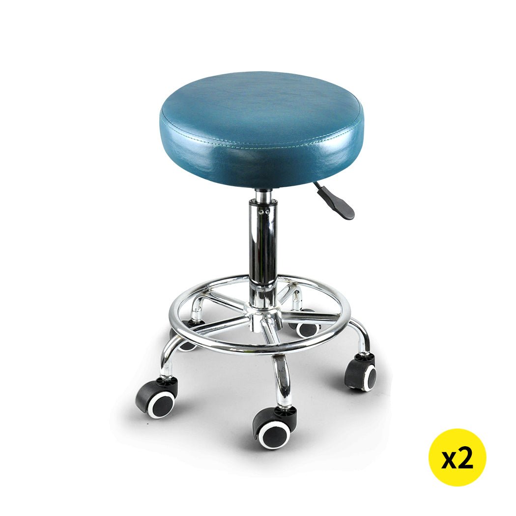 2x Swivel Barstool Salon Hairdressing Stool with Footrest - Teal - Rivercity House & Home Co. (ABN 18 642 972 209) - Affordable Modern Furniture Australia