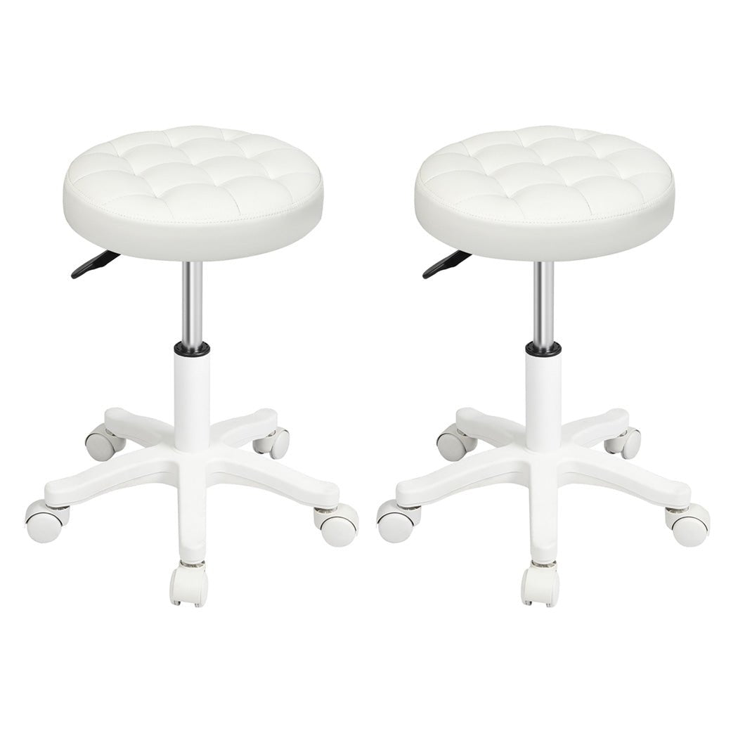 2x Swivel Rolling Bar Stool with 360° Rotation for Salon SPA - Beige - Rivercity House & Home Co. (ABN 18 642 972 209) - Affordable Modern Furniture Australia
