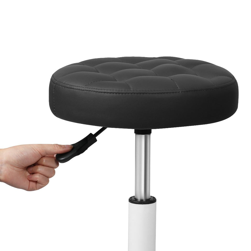 2x Swivel Rolling Bar Stool with PU Leather Seat for Salon SPA - Black - Rivercity House & Home Co. (ABN 18 642 972 209) - Affordable Modern Furniture Australia