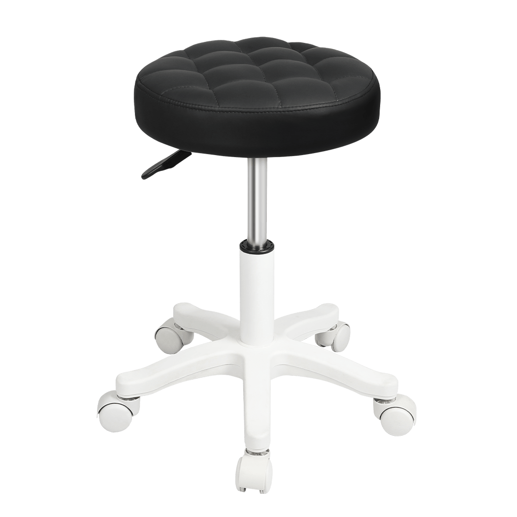 2x Swivel Rolling Bar Stool with PU Leather Seat for Salon SPA - Black - Rivercity House & Home Co. (ABN 18 642 972 209) - Affordable Modern Furniture Australia