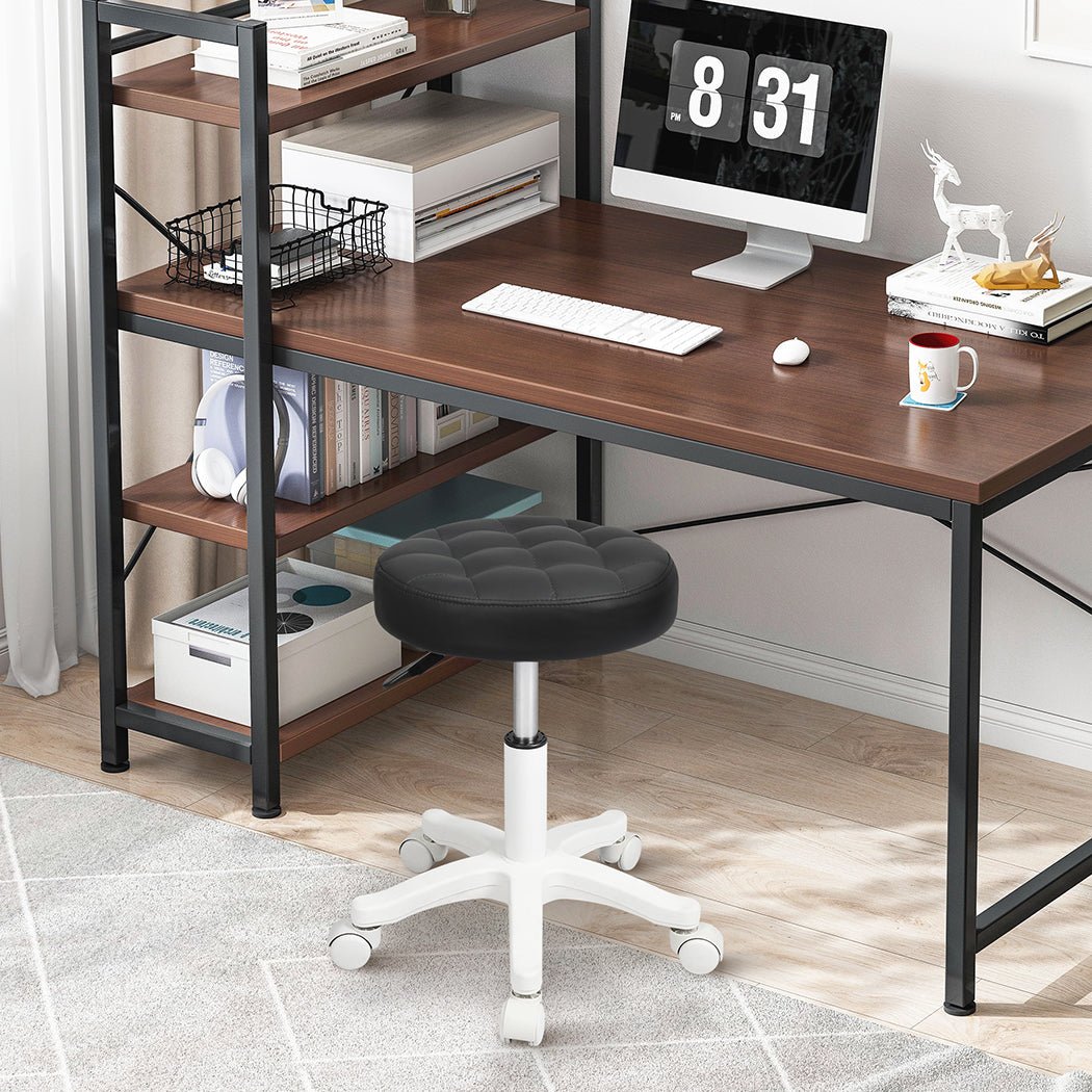 2x Swivel Rolling Bar Stool with PU Leather Seat for Salon SPA - Black - Rivercity House & Home Co. (ABN 18 642 972 209) - Affordable Modern Furniture Australia