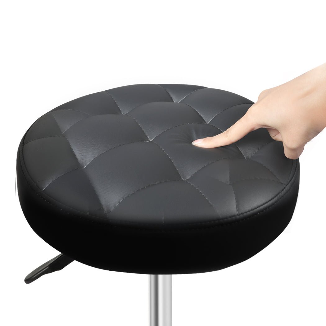 2x Swivel Rolling Bar Stool with PU Leather Seat for Salon SPA - Black - Rivercity House & Home Co. (ABN 18 642 972 209) - Affordable Modern Furniture Australia