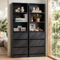 2x Tallboy Chest of 3 Drawers Cabinet - Black