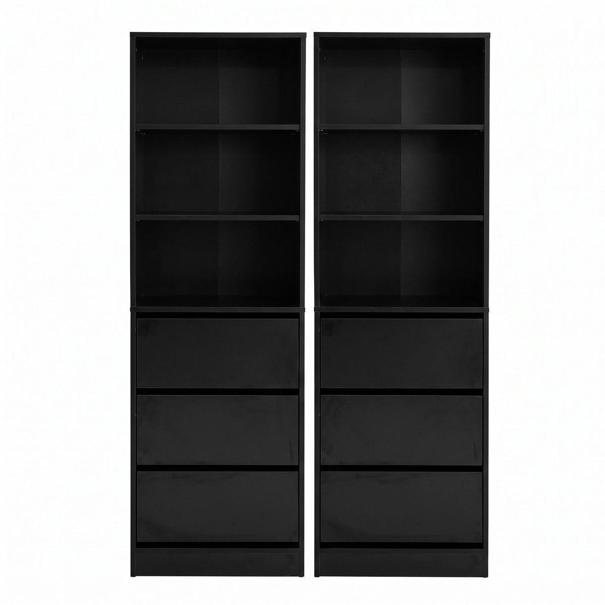 2x Tallboy Chest of 3 Drawers Cabinet - Black - Furniture > Bedroom > Dressing Vanity & Dressing Tables - Rivercity House & Home Co. (ABN 18 642 972 209) - Affordable Modern Furniture Australia