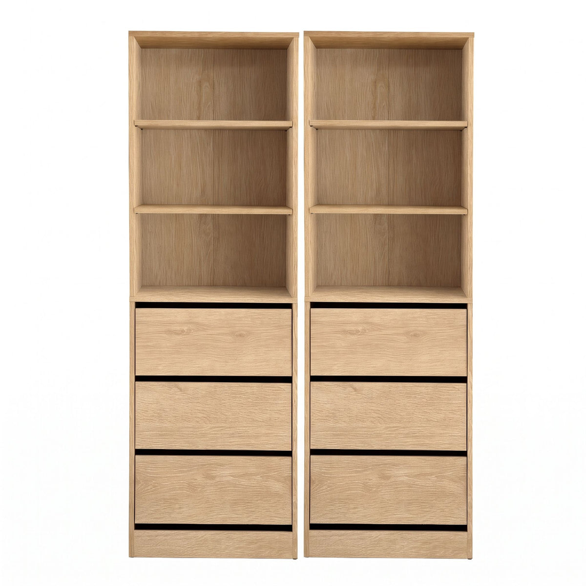 2x Tallboy Chest of 3 Drawers Cabinet with Adjustable Shelves - Pine - Furniture > Bedroom > Dressing Vanity & Dressing Tables - Rivercity House & Home Co. (ABN 18 642 972 209) - Affordable Modern Furniture Australia