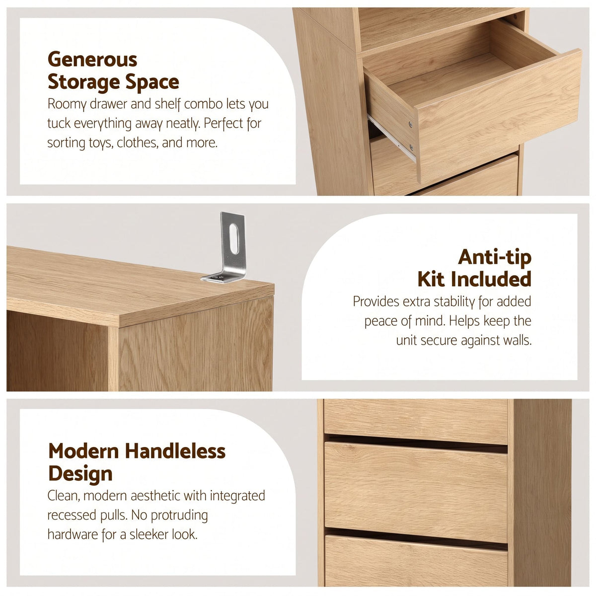 2x Tallboy Chest of 3 Drawers Cabinet with Adjustable Shelves - Pine - Furniture > Bedroom > Dressing Vanity & Dressing Tables - Rivercity House & Home Co. (ABN 18 642 972 209) - Affordable Modern Furniture Australia