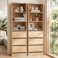 2x Tallboy Chest of 3 Drawers Cabinet with Adjustable Shelves - Pine