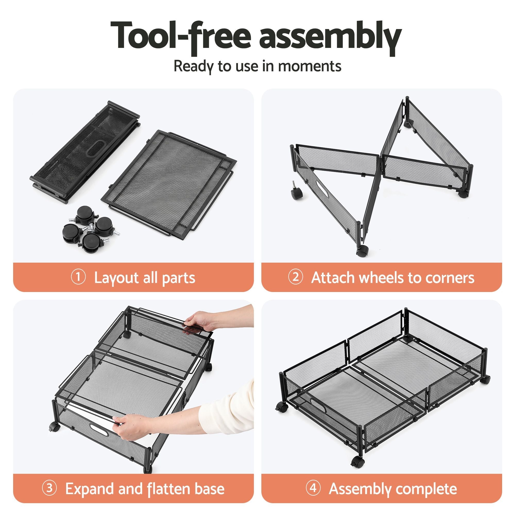 2X Under Bed Storage Containers Metal Boxes Quilt Organiser with Wheels - Home & Garden > Storage > Storage Boxes - Rivercity House & Home Co. (ABN 18 642 972 209) - Affordable Modern Furniture Australia
