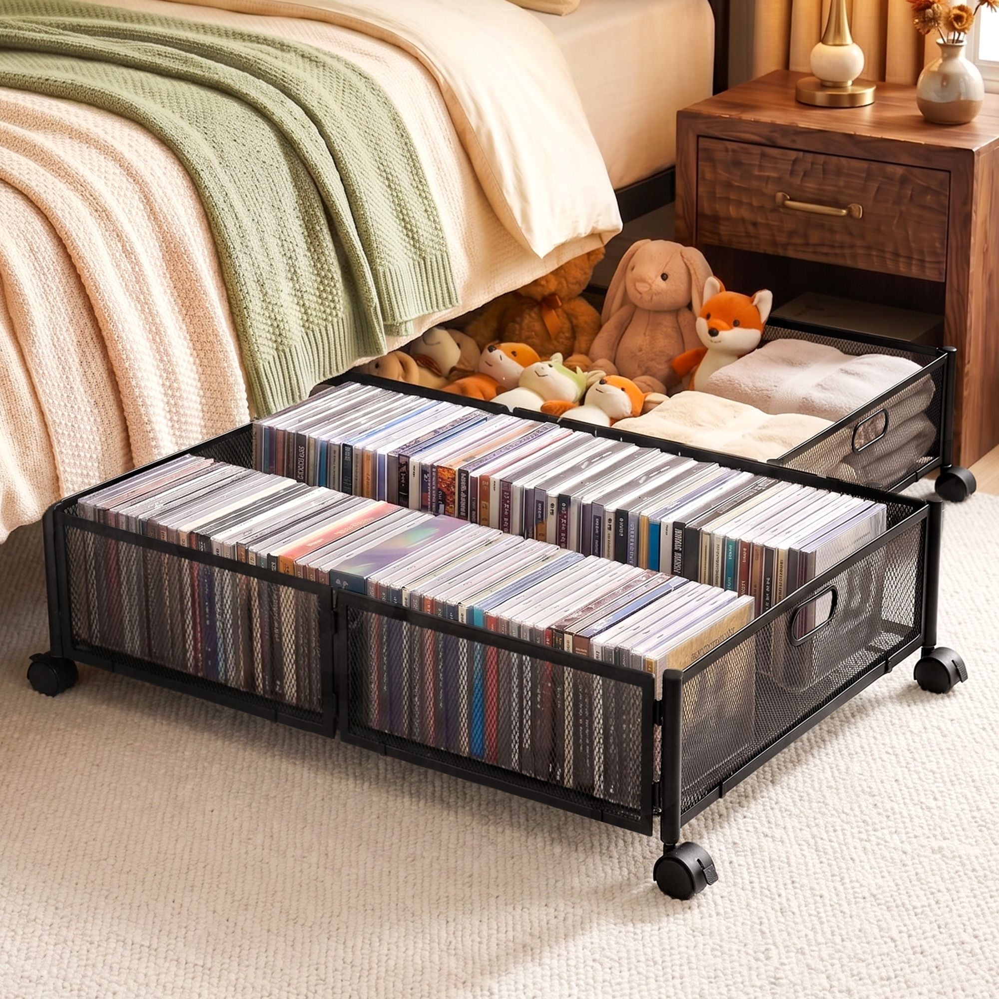 2X Under Bed Storage Containers Metal Boxes Quilt Organiser with Wheels - Home & Garden > Storage > Storage Boxes - Rivercity House & Home Co. (ABN 18 642 972 209) - Affordable Modern Furniture Australia