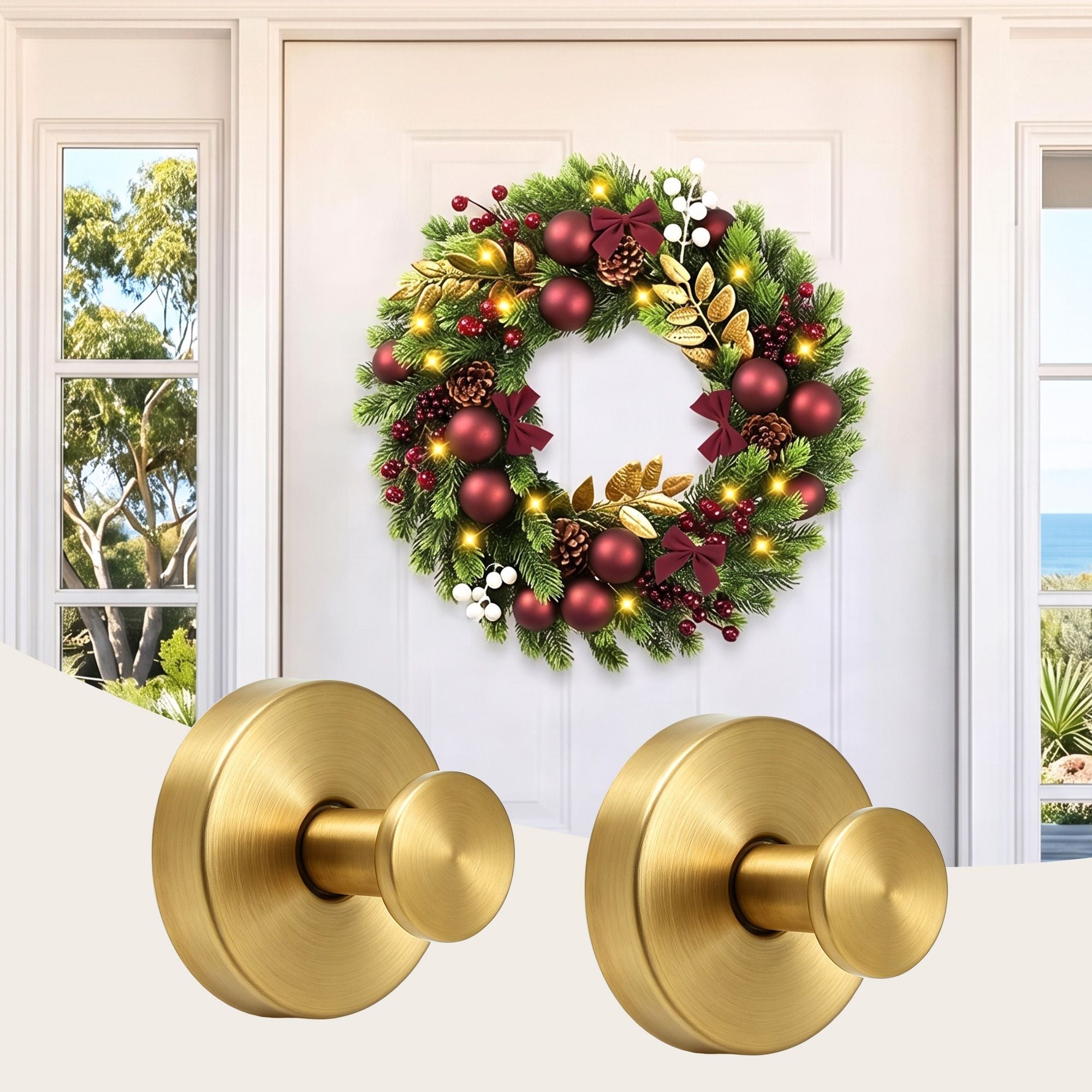 2x Vacuum Suction Cup Christmas Wreath Hook Stainless Steel Heavy Duty 5kg - Occasions > Christmas > Christmas Wreaths & Garlands - Rivercity House & Home Co. (ABN 18 642 972 209) - Affordable Modern Furniture Australia