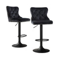 Set of 2 Velvet Bar Stool Adjustable Height Nailhead Trim Kitchen Counter Stool