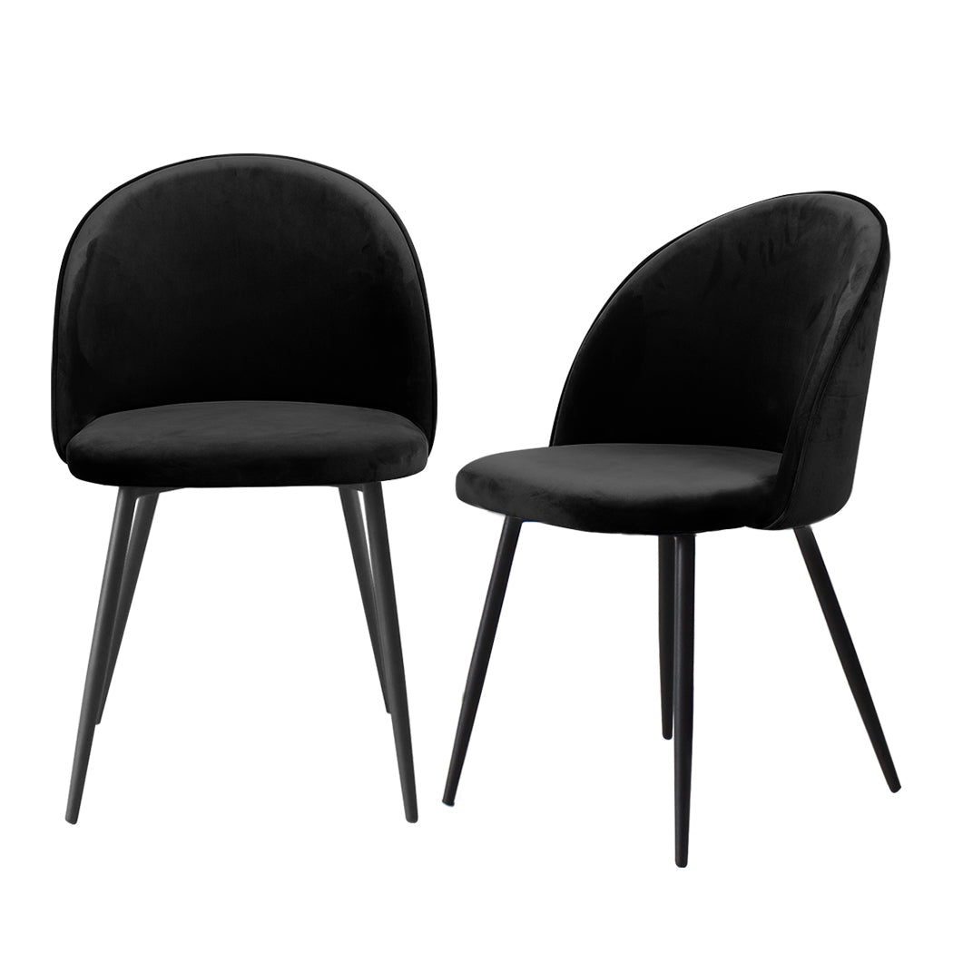 2x Velvet Dining Chairs with Steel Legs for Kitchen Cafe - Black - Rivercity House & Home Co. (ABN 18 642 972 209) - Affordable Modern Furniture Australia