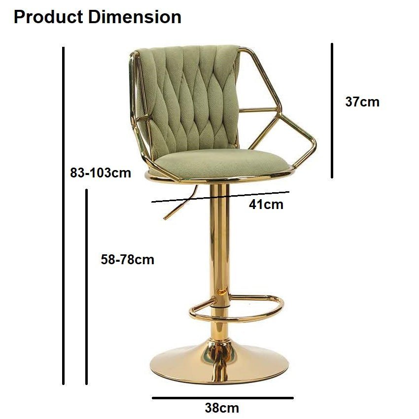 2x Velvet Padded Barstools with Backrest, Footrest & Golden Round Base - Orange - Furniture > Bar Stools & Chairs > Table & Bar Stools - Rivercity House & Home Co. (ABN 18 642 972 209) - Affordable Modern Furniture Australia