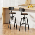 Set of 2 Cooper Industrial Style Metal and Wooden Rustic Bar Stools Black