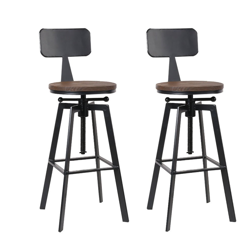 2x Vintage Bar Stools Retro Kitchen Bar Stool Industrial Chairs Rustic - Rivercity House & Home Co. (ABN 18 642 972 209) - Affordable Modern Furniture Australia
