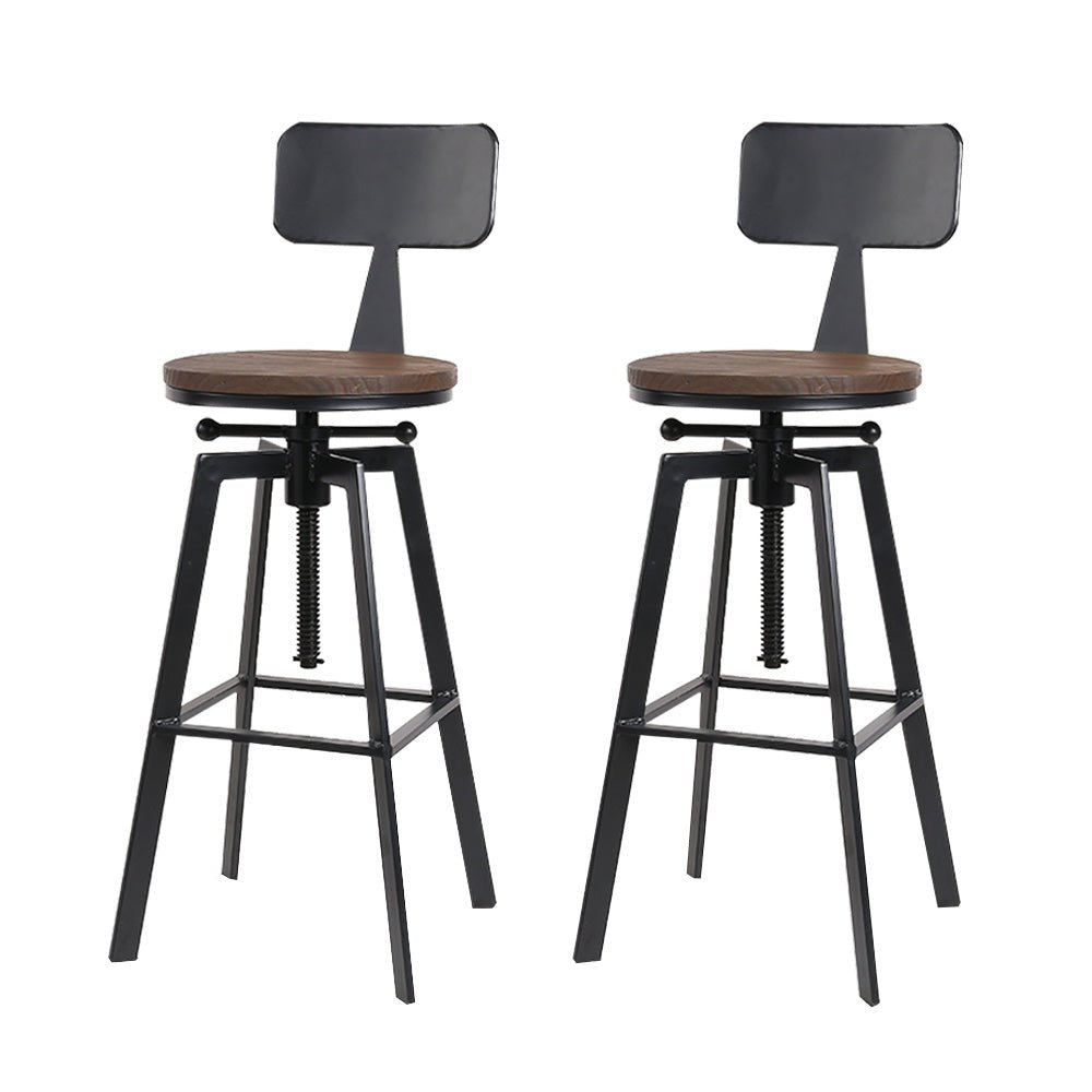 2x Vintage Bar Stools Retro Kitchen Bar Stool Industrial Chairs Rustic - Rivercity House & Home Co. (ABN 18 642 972 209) - Affordable Modern Furniture Australia