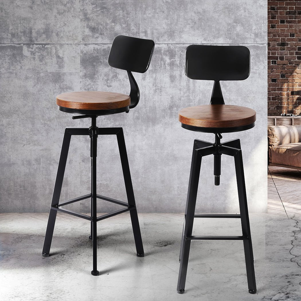 2x Wooden and Metal Kitchen Bar Stools - Assorted Colors - Rivercity House & Home Co. (ABN 18 642 972 209) - Affordable Modern Furniture Australia