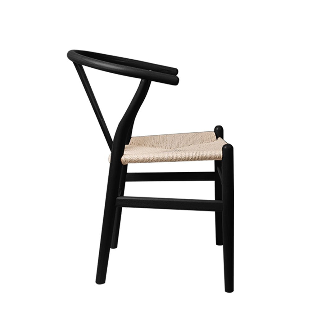 2x Wooden Dining Chairs Hans with Rattan Seat - Black - Rivercity House & Home Co. (ABN 18 642 972 209) - Affordable Modern Furniture Australia