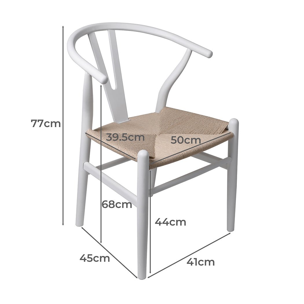 2x Wooden Dining Chairs with Rattan Seat - White - Rivercity House & Home Co. (ABN 18 642 972 209) - Affordable Modern Furniture Australia