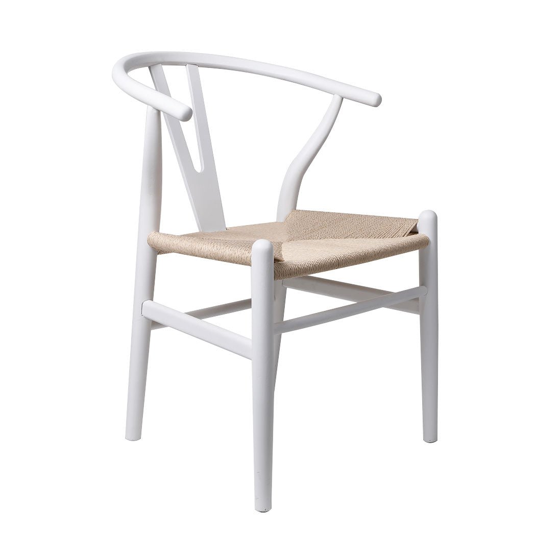 2x Wooden Dining Chairs with Rattan Seat - White - Rivercity House & Home Co. (ABN 18 642 972 209) - Affordable Modern Furniture Australia