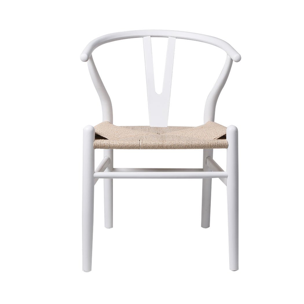 2x Wooden Dining Chairs with Rattan Seat - White - Rivercity House & Home Co. (ABN 18 642 972 209) - Affordable Modern Furniture Australia