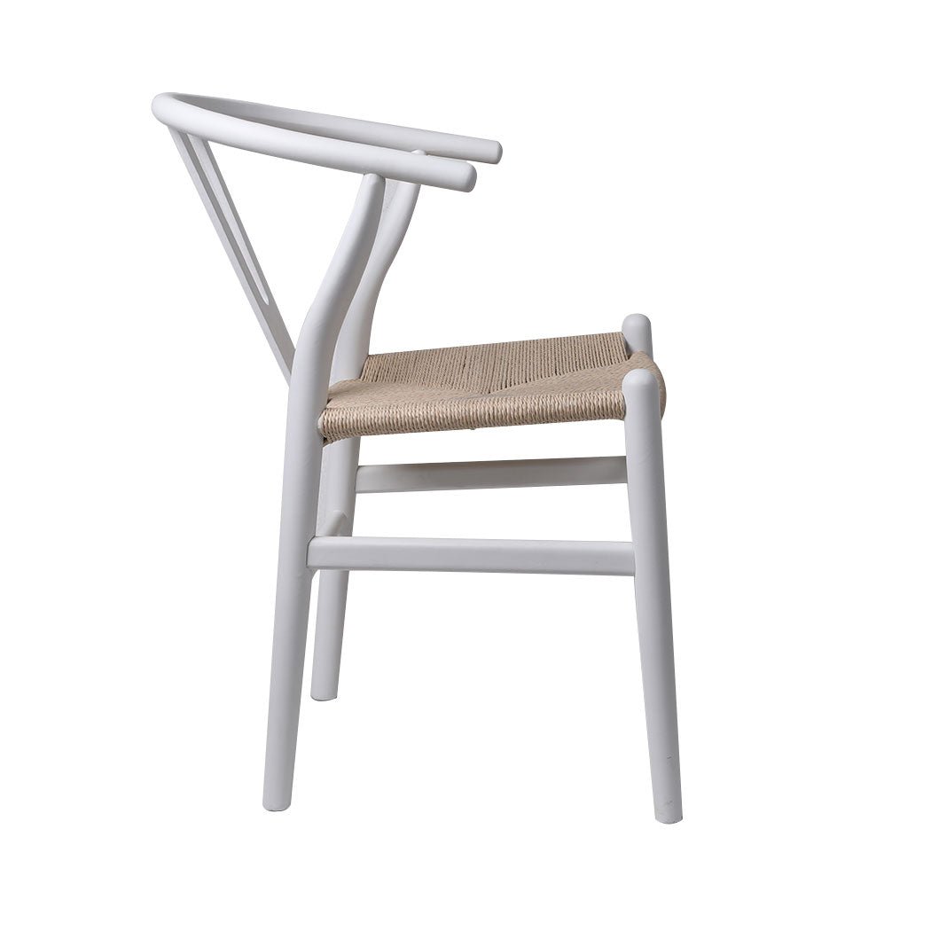 2x Wooden Dining Chairs with Rattan Seat - White - Rivercity House & Home Co. (ABN 18 642 972 209) - Affordable Modern Furniture Australia