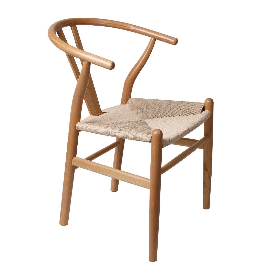 2x Wooden Hans Dining Chairs with Rattan Seat - Oak - Rivercity House & Home Co. (ABN 18 642 972 209) - Affordable Modern Furniture Australia