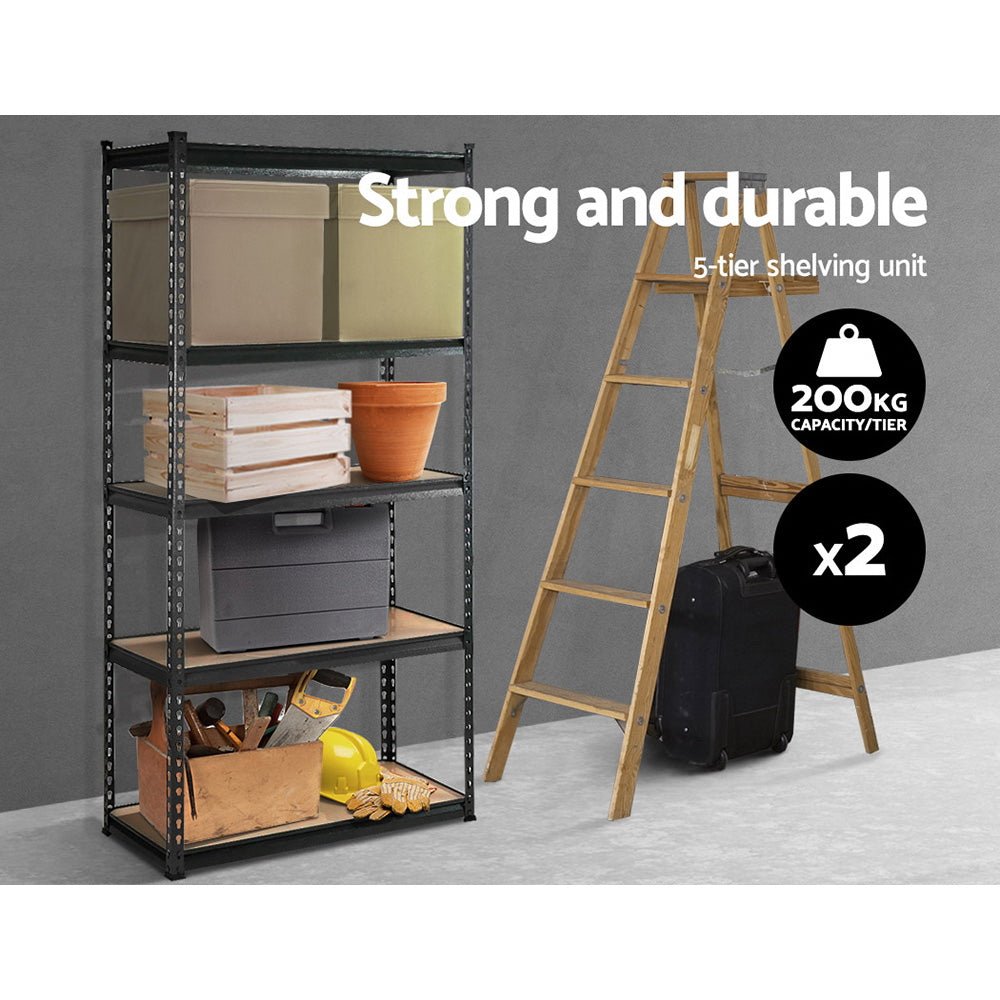 2x1.8M Garage Shelving Warehouse Rack Pallet Racking Storage Charcoal - Tools > Tools Storage > Wall Storage Racks - Rivercity House & Home Co. (ABN 18 642 972 209) - Affordable Modern Furniture Australia