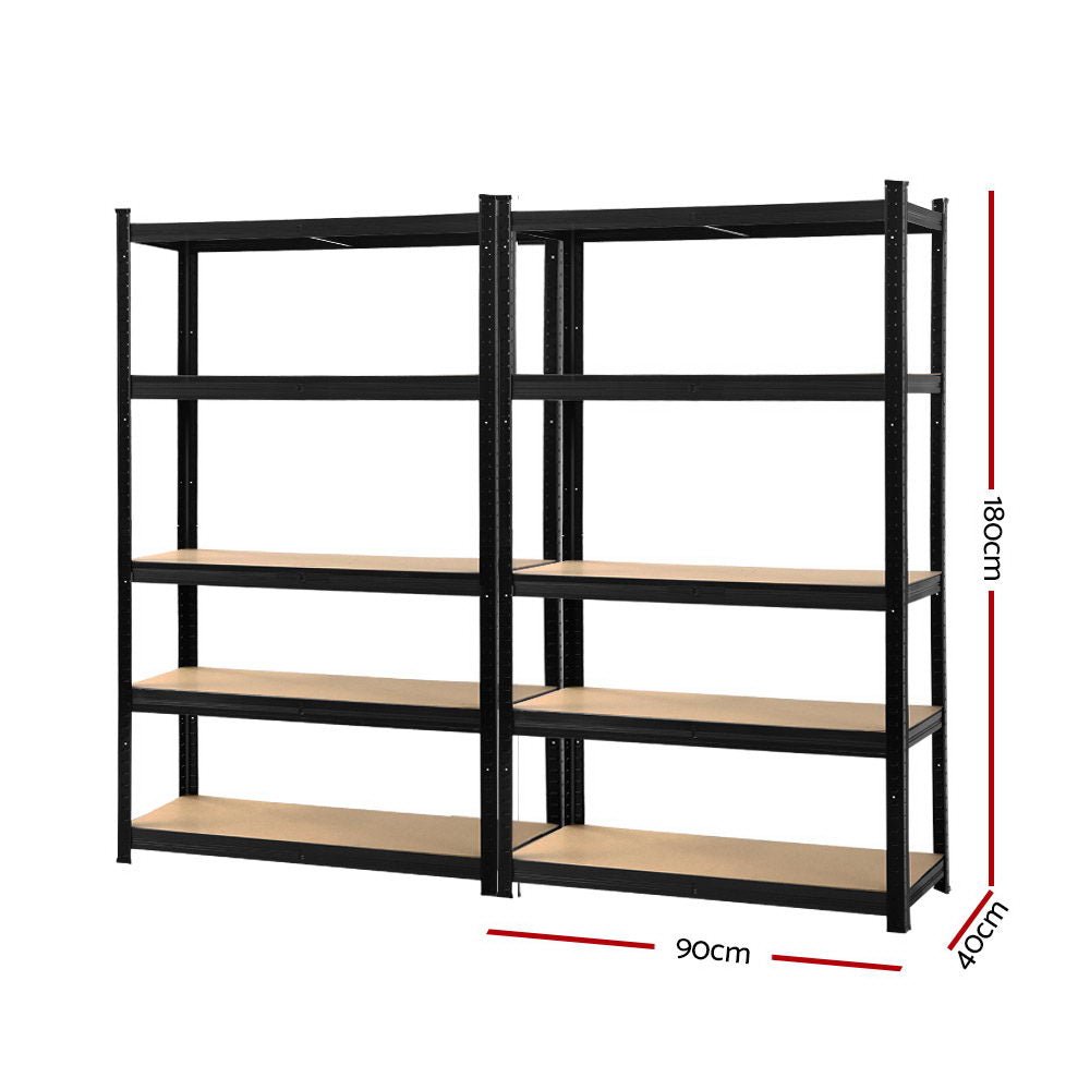 2x1.8M Garage Shelving Warehouse Rack Pallet Racking Storage Shelf Black - Tools > Tools Storage > Wall Storage Racks - Rivercity House & Home Co. (ABN 18 642 972 209) - Affordable Modern Furniture Australia